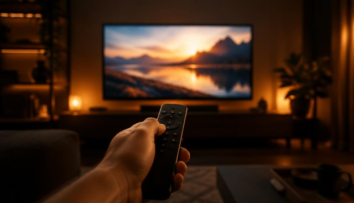Fjärrkontroll riktad mot en Smart-TV