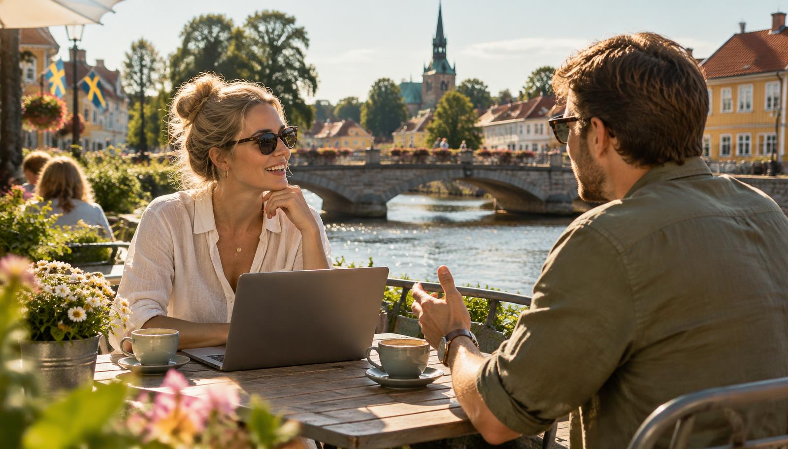 Grundarna samtalar vid Nyköpingsbro en sommardag